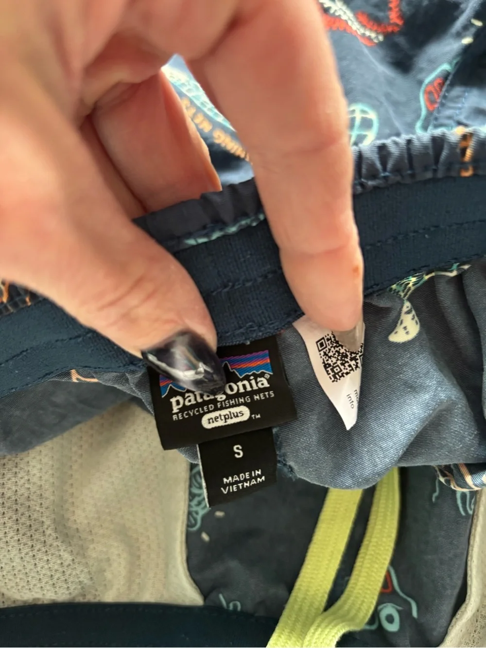 Patagonia Navy Blue Printed Swim Trunks